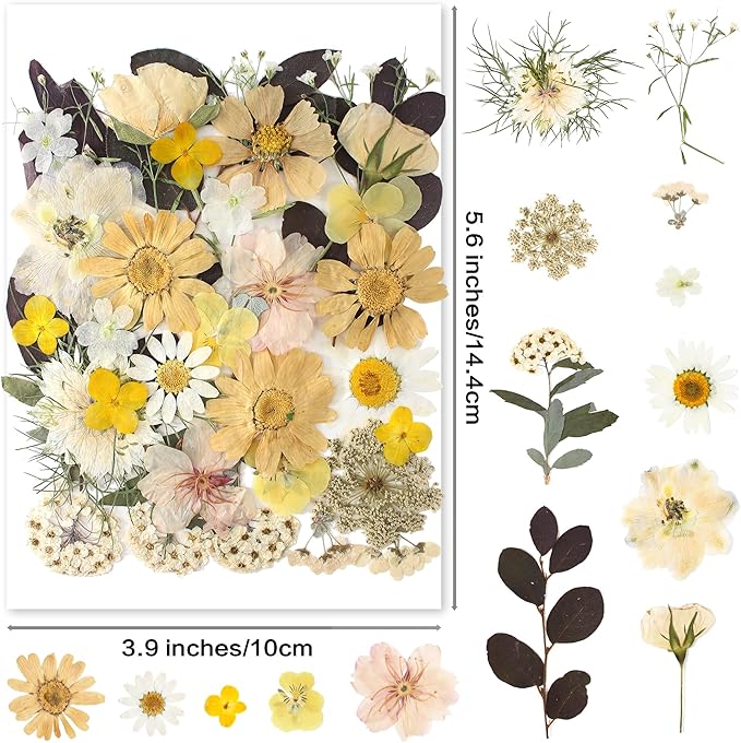 35pcs Dried Pressed Flowers for Resin Molds,YouthBro Real Natural Pressed Flowers for DIY Art Crafts,Candle Making, Nails Décor,Soap Making, Boho Style