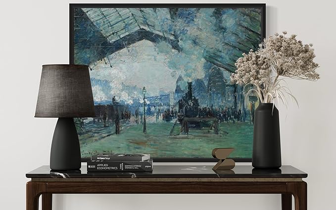 Arrival of the Normandy Train Claude Monet Wall Art Print Poster, Impressionist Painting Wall Art Wall Decor, for Bedroom and Living room Bathroom Decor 115 (Arrival of the Normandy Train, 11 x 14 inches, Black Frame)