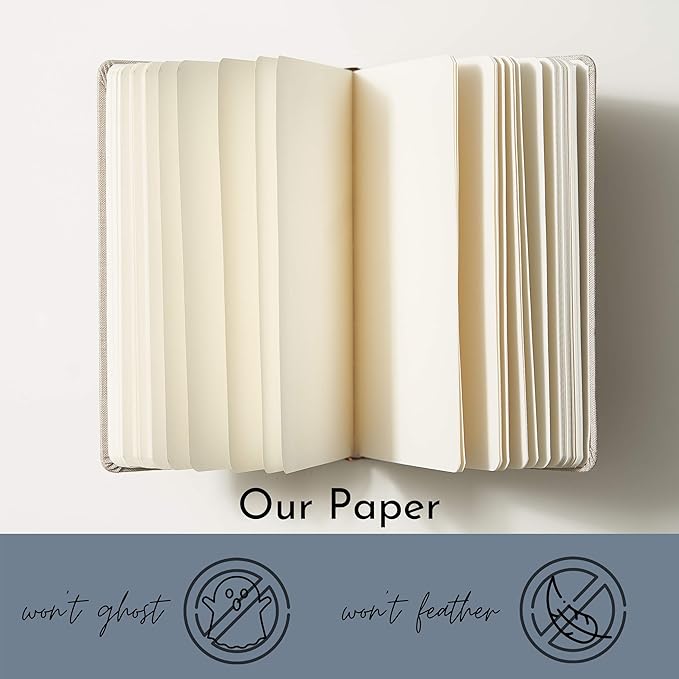 Portage Blank Hardcover Aesthetic Notebook Writing Journal – Bleed-Proof Paper Notepad for Journaling, High GSM, A5 Notebook, Cream Pages - Slate, 6 x 8.5 Inches, 224 Pages