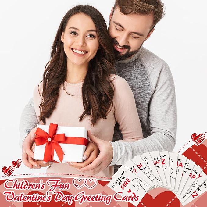 Yinder 24 Set Mini Valentines Day Cards with Envelopes Funny Slang Themed Teen Tween School Valentines Funny Valentine's Day Card Set Gift for Student Classroom School Home Friends