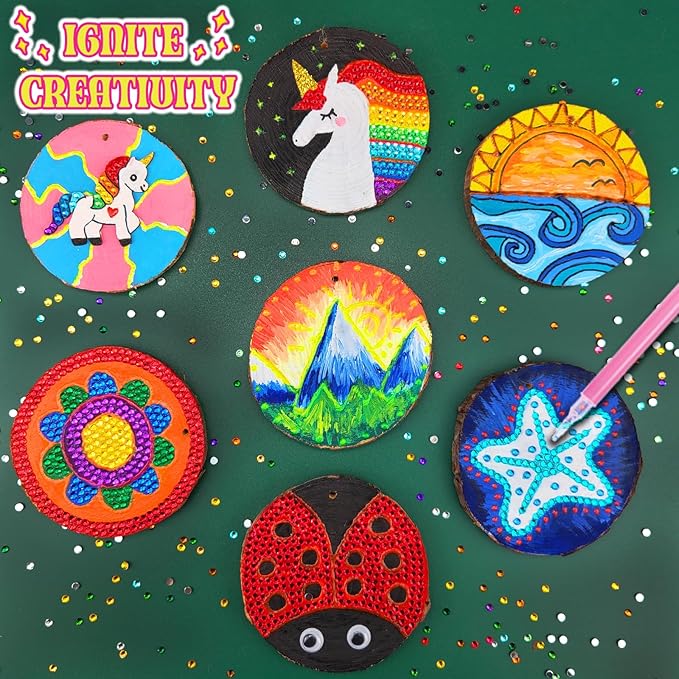 klmars Kids Wooden Painting Kit-Glow in The Dark-Arts & Crafts Gifts for Boys Girls Ages 5-12-Craft Activities Kits - Creative Art Toys for 5, 6, 7, 8, 9, 10, 11 & 12 Year Old Kids