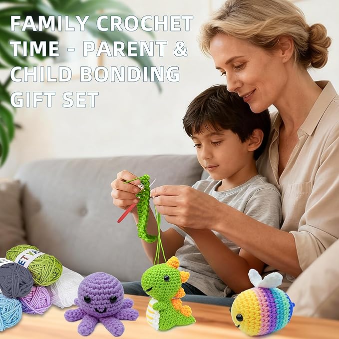 Ysdaro Crochet Kit for Beginners 6PCS, Upgrade Crochet Starter Kits, Knitting Kit, Amigurumi Craft Knitting Crocheting Kits with Step-by-Step Video Tutorials, Beginner Crochet Kit for Adults