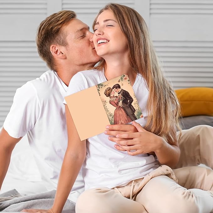 Vintage Valentines Day Cards, 36 Pcs Retro Valentine Postcards for Her Him with Envelopes and Stickers, Classic Romantic Greeting Cards for girlsfriend menfriend Wife Husband Gift Exchange