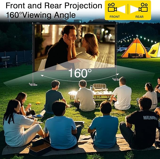 Outdoor Projector Screen with Stand - 100 Inch Portable Projector Screen Indoor and Outdoor Projector Screens 16:9 5K HD Wrinkle Free Lightweight Movie Screen with Carry Bag,Enioy Movie Nights