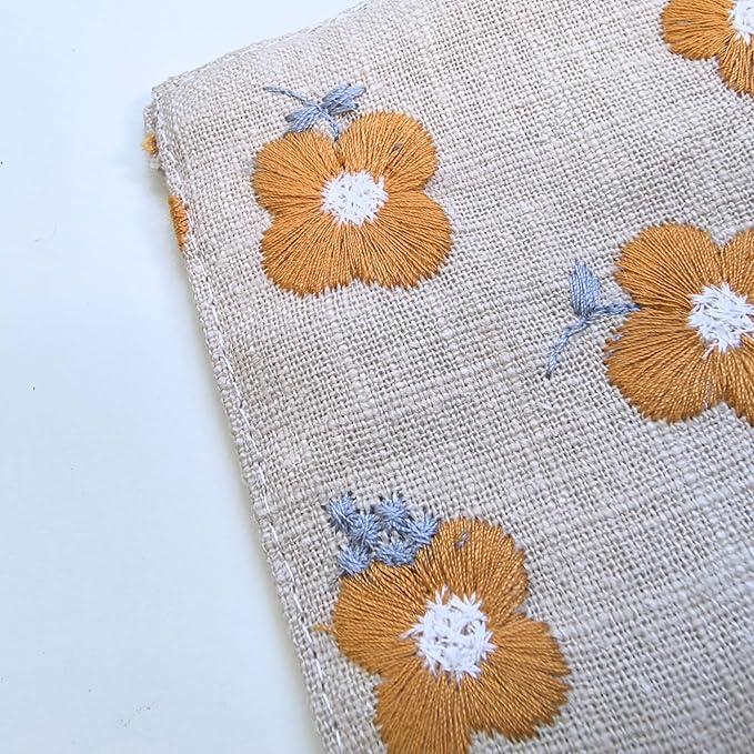 Embroidered Floral Cloth Coasters 4 Inch, Decorations for Kitchen Table, 100% Cotton Fabric Absorbent Coaster