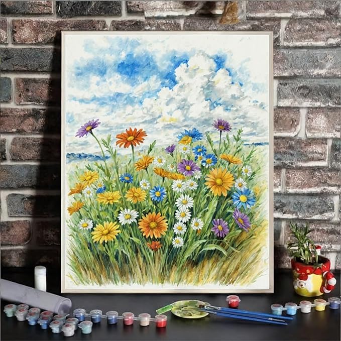 Flower Paint By Numbers Kit For Adults Beginner Paint By Number Flowers DIY Acrylic Paint By Numbers Kits On Canvas Painting For Beginners Wildflower Drawing Colorful Paintworks Artwork 16 x20 Inch