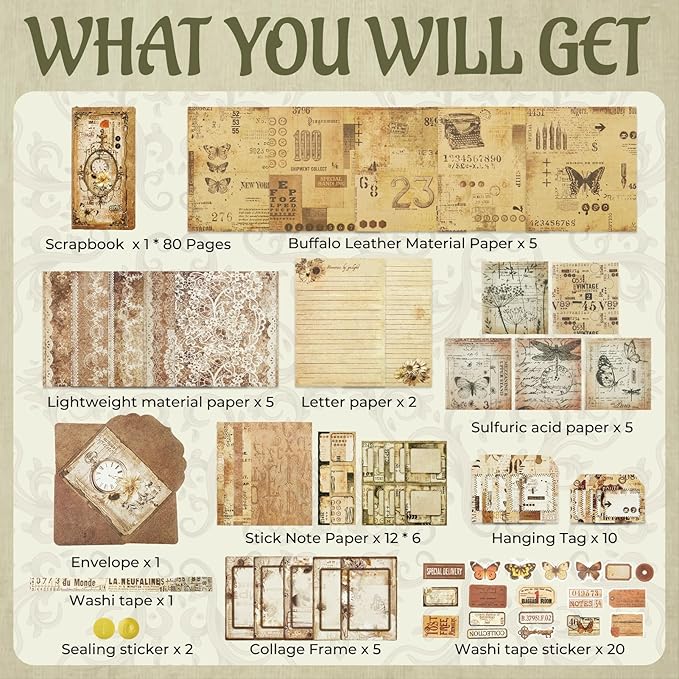 Funto Scrapbooking Kit, The Love Poems Series- Dusk Hour, Perfect for Bullet Scrapbooking Materials, Planner DIY Craft Collage