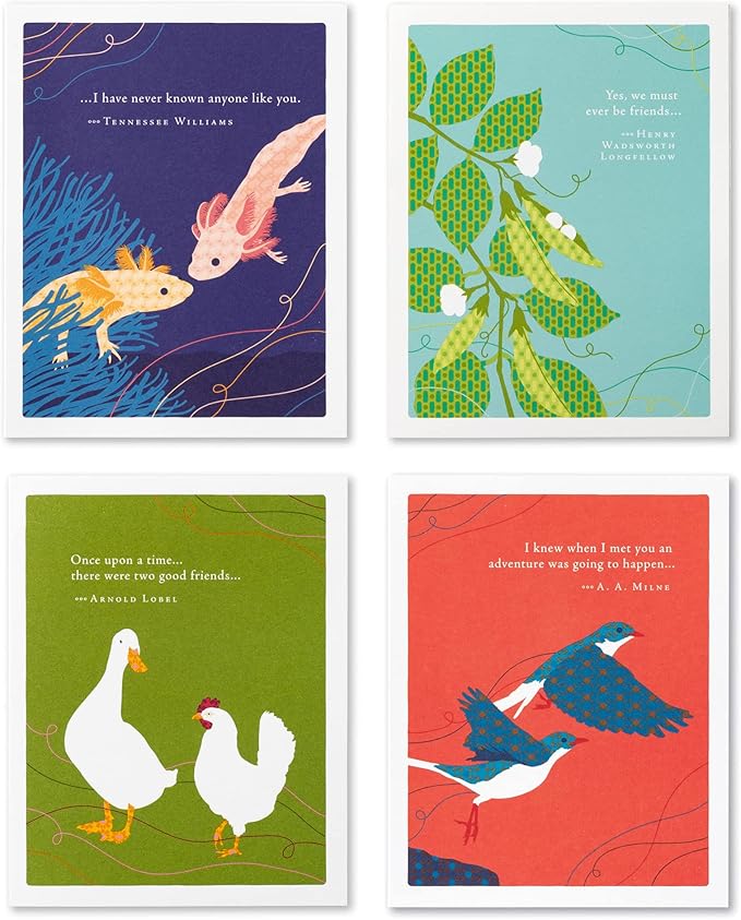 Compendium Positively Green 4-Pack of Friendship Cards – Perfect Pairs (Four Different Designs, One Card Each, with Envelopes)