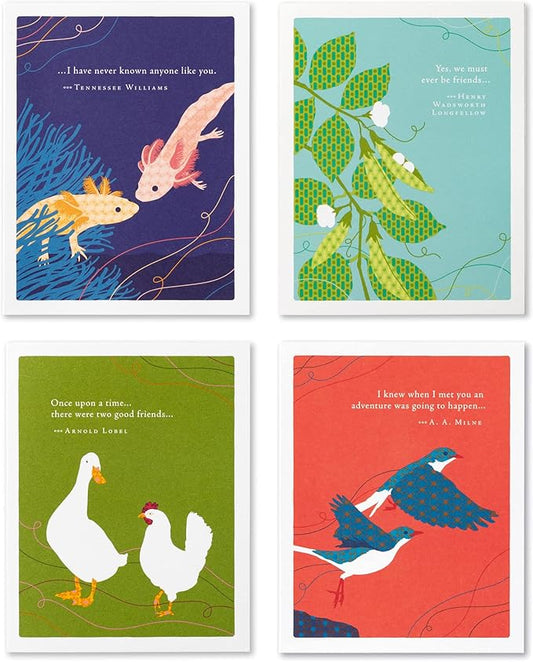 Compendium Positively Green 4-Pack of Friendship Cards – Perfect Pairs (Four Different Designs, One Card Each, with Envelopes)