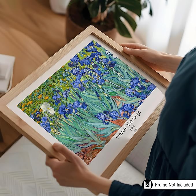 Monem Art Vintage Van Gogh Poster - Retro Irises Print - Impressionism Art - Floral Art - Fine Art - Flower Art - Classic Painting Art - Aesthetic Living Room Wall Decor - 11x14 UNFRAMED Wall Art