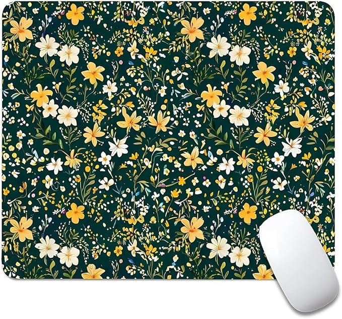 Square Mouse Pad Wild Flower 2, Personalized Premium-Textured Custom Mouse Mat Design, Washable Mousepad Cloth, Non-Slip Rubber Base Computer Mouse Pads for Wireless Mouse