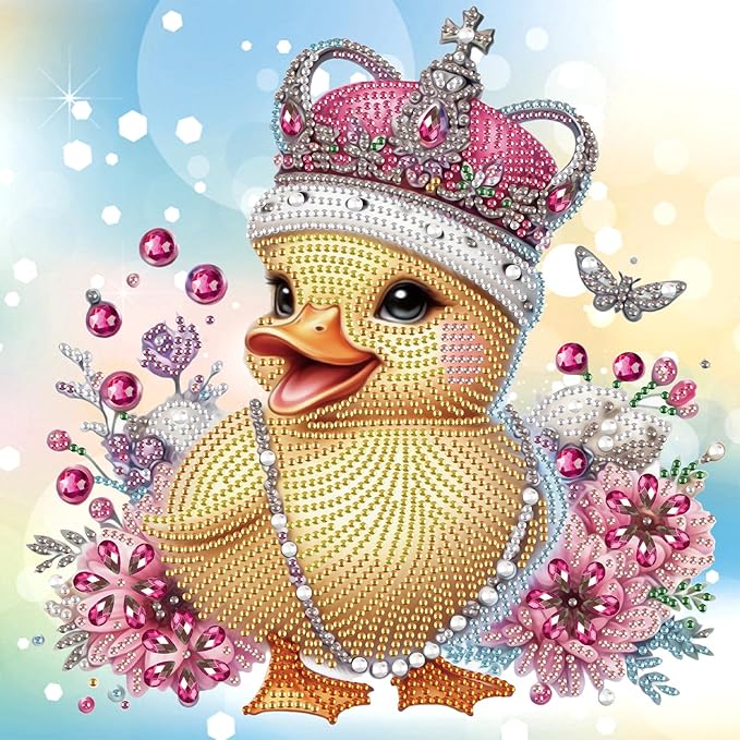 Tontut Duckling Diamond Art Painting Kits, 5D Special Shape Beginner Crystal Diamond Art Painting for Home Wall Decor Gifts 12×12 inch