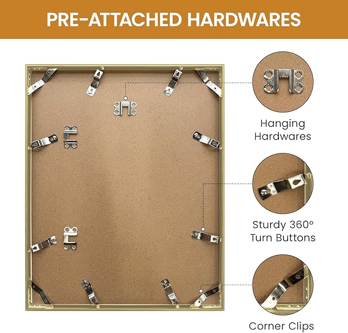 12x15 Aluminum Metal Picture Frame,Tempered Glass Gold Photo Frame 12x15 for Family Photo,Posters,Art,Document to Wall Mount Horizontally or Vertically