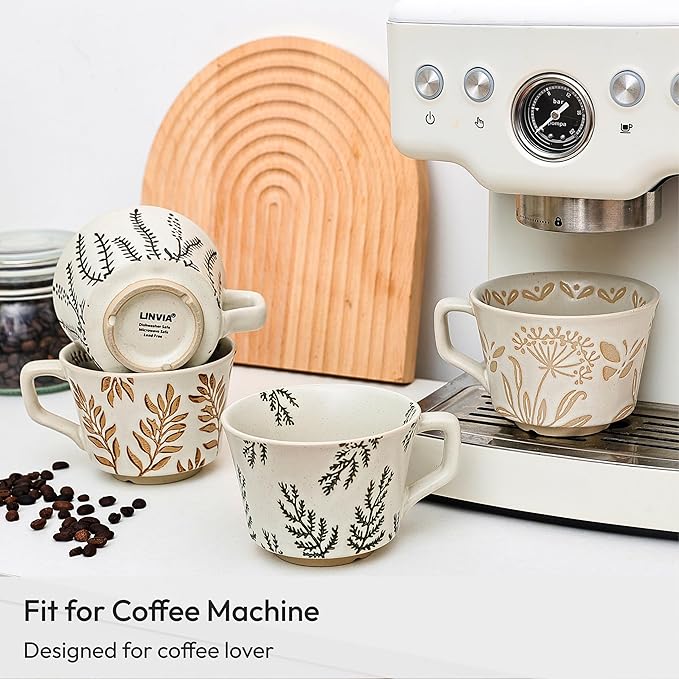 Ceramic Coffee Mug, 12 oz Novelty Unique Teacup with Handle, Stoneware Cup for Tea Mocha Latte Cappuccino Espresso (Leaf)