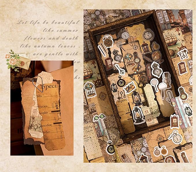 100PCS Vintage Journaling Scrapbooking Supplies Ephemera Pack for Junk Journal Bullet Journals Planners Decoupage Paper Scrapbook Stickers Aesthetic Cottagecore Collage Craft Album (Adventure Tours)