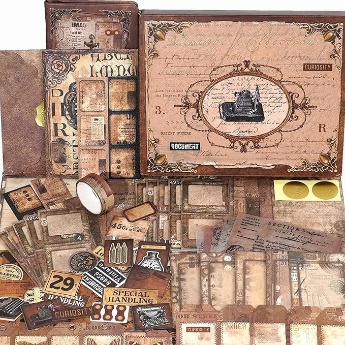 Funto Scrapbooking Kit, The Love Poems Series- Vintage Items, Perfect for Bullet Scrapbooking Materials, Planner DIY Craft Collage
