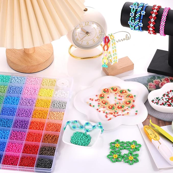 3mm Seed Beads Uniform, 39 Colors 8200pcs Small Beads for Jewelry Making, Friendship Bracelet Bead for Girls Adults