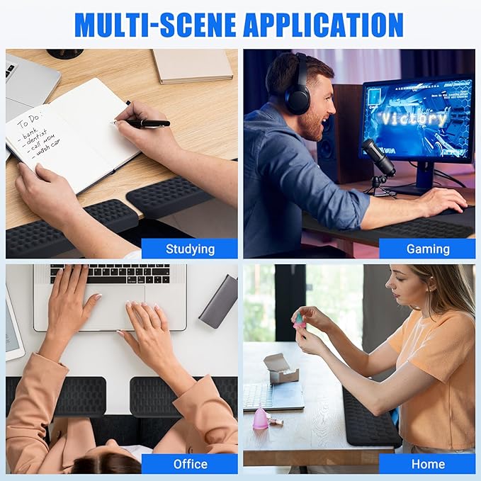 L-Shaped Desk Elbow Pad，Arm Rest for Desk 2-Piece Ergonomic Wrist Rest with Non-Slip Base Memory Foam Elbow Support Padding for Computer Keyboard, Office and Home (Fabric)