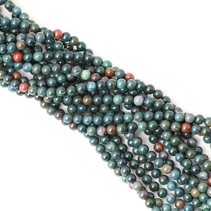 60PCS 6mm Natural Indian Bloodstone Round Loose Beads for Jewelry Making DIY Bracelet Necklace Materials 1 Strand 15"