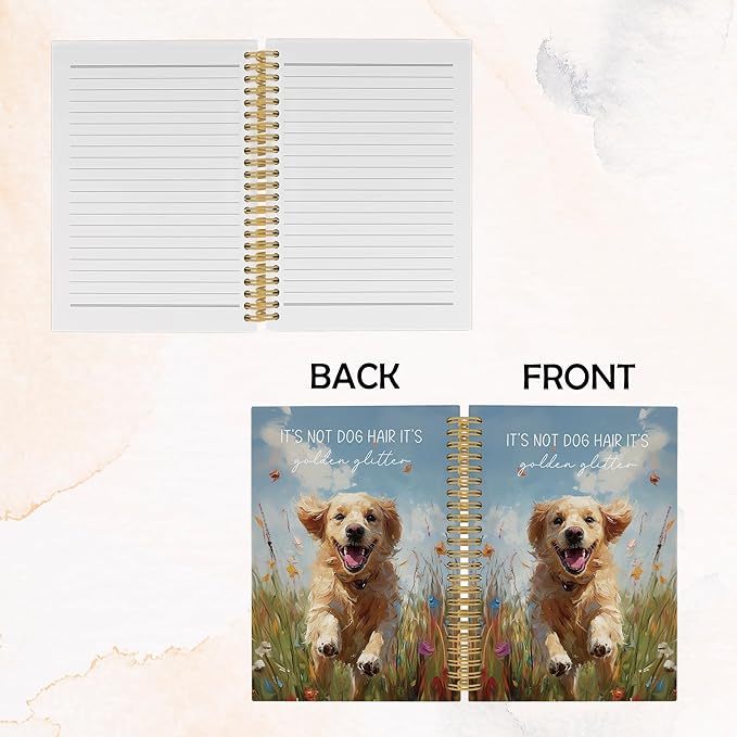Golden Retriever Journal Notebook - Dog Wildflower Floral Notebooks College Ruled for Work School, Golden Retriever Gifts for Women, Dog Office Supplies, Hardcover Spiral Notebook 5.5"x8.3"