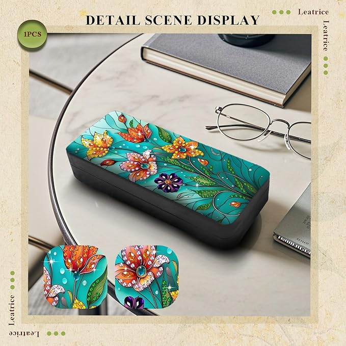 Leatrice Flower Diamond Art Kits for Adults Small Diamond Painting Kit Gem Art Paint by Diamonds Dot Eyeglasses Case 5d Diamond Art DIY for Beginner Women