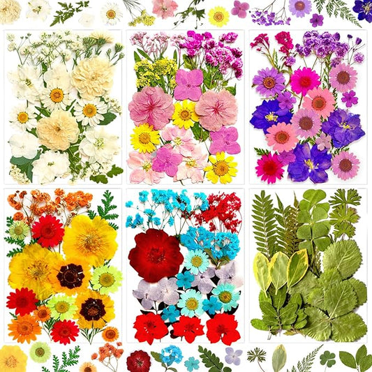 126 Pcs Pressed Dried Flowers for Resin Molds, Real Natural Flowers Leaves Bulk for DIY Art Nail Crafts, Jewelry, Candle, Soap Making