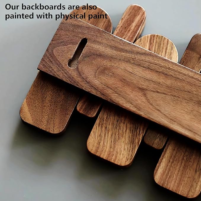 Wall Mounted Coat RackHooks Piano Key Hangers Natural Solid Wood Hanger Non-Woven Fabric Clothes Hangers for Closet, Kitchen, Bedroom, Bathroom, Entryway (Moon-Walnut, 4 Hooks)