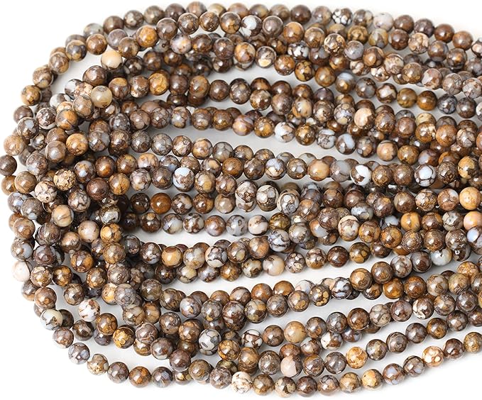 60PCS 6mm Natural Fire Lace Opal Round Loose Beads for Jewelry Making DIY Bracelet Necklace Materials 1 Strand 15"