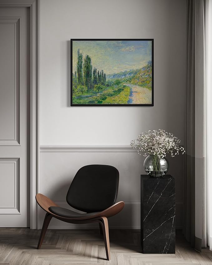 La Route De Vétheuil Claude Monet Wall Art Print Poster, Impressionist Painting Wall Art Wall Decor, for Bedroom and Living room Bathroom Decor 115 (La Route De Vétheuil, 8 x 10 inches, Black Frame)