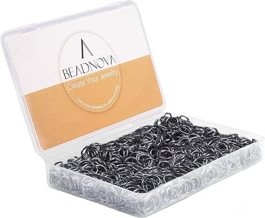 BEADNOVA 6mm Jump Rings Gun Black Jump Rings for Keychains Jewelry Makings for Necklace Repair (300Pcs)