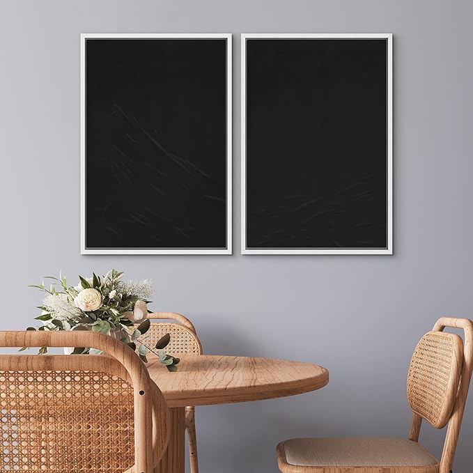 SIGNWIN Framed Canvas Print Wall Art Set Dark Black Color Field Landscape Abstract Shapes Illustration Modern Art Minimalism Decorative Nordic for Living Room, Bedroom, Office - 24"x36"x2 White