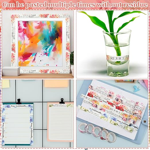 Janlaugh 24 Rolls Christian Washi Tape Gifts Bulk Religious Inspirational Scripture Supplies Bible Verse Tape for Bible Study Journaling Crafting Christmas Stocking Stuffers Gift(Stylish)
