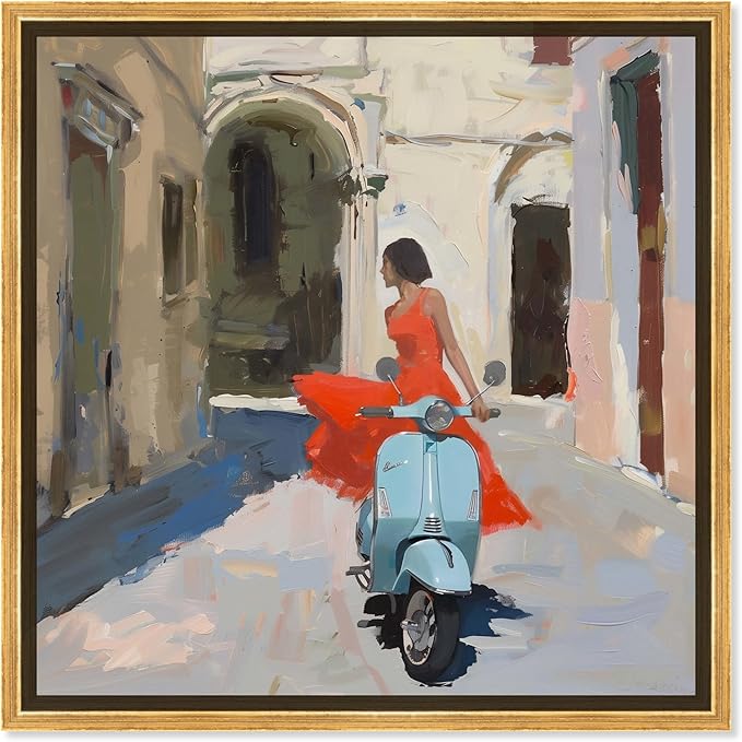 Art Remedy Venice Visits Canvas Classic Landscape Art, Gold Frame, 20" x 20"
