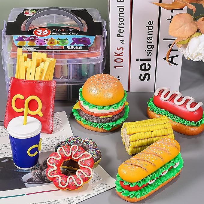 CiaraQ Polymer Clay Starter kit, Oven Bake Modeling Clay with Sculpting Tools, 36 colors, 1oz/block, 2.68 lbs