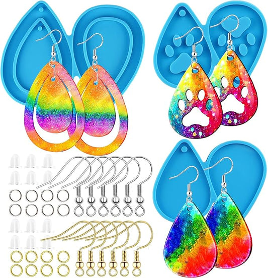 323 Pcs Resin Kits and Molds Complete Set, Resin Earring Mold, Earring Making Kit, Earring Hooks for DIY Resin Jewelry Molds Resin Casting with Earring