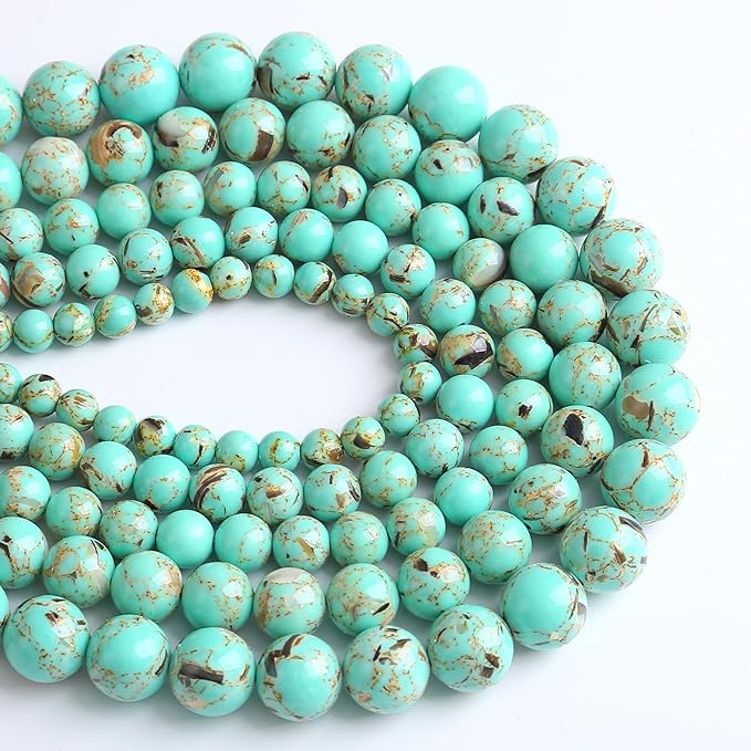 8MM 46PCS Peacock Blue Shell Turquoise Spacer Loose Beads for Jewelry Making DIY Bracelet Necklace