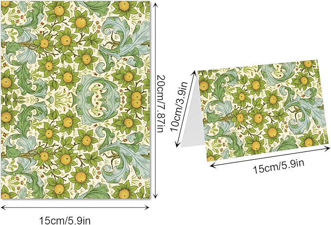 24 Pack William Morris Greeting Cards with Envelopes & Stickers - 4x6 Inch Vintage Floral Leaves Retro Botanical Flower Blank Note Cards for Wedding, Birthday Greetings, Baby Shower, Thank You & More