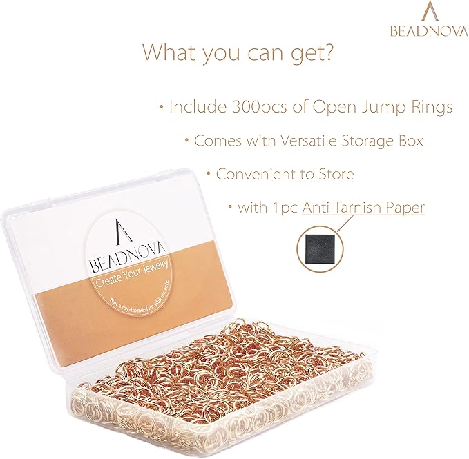 BEADNOVA 6mm Jump Rings Rose Gold Jump Rings for Keychains Jewelry Makings for Necklace Repair (300Pcs)