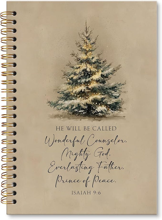 XNXLDYLH Vintage Christian Christmas Tree Notebook Journal, Isaiah 9:6 Church Spiral Notebook, Bible Study Prayer Journals Notebooks, Christmas Christian Office School Supplies Gifts, 5.5x8.3 Inch
