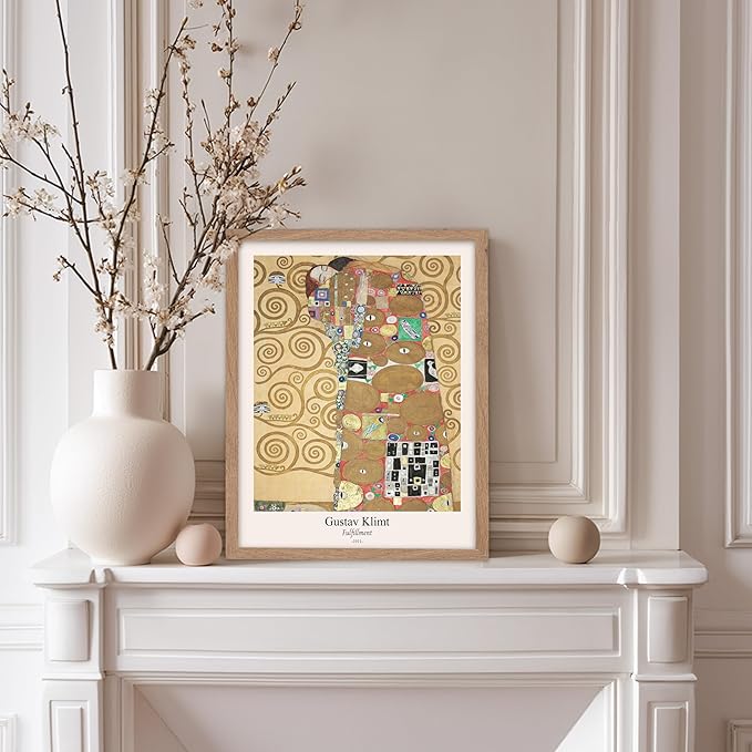 Poster Master Vintage Gustav Klimt Poster - Retro Fulfillment Print - Art Nouveau - Abstract Art - Symbolism Art - Aesthetic Art - Classic Painting - Living Room Wall Decor - 8x10 Beige Framed