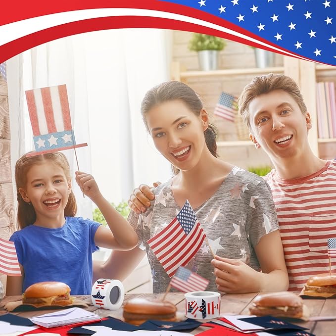 400 Set Mini Patriotic Greeting Cards with Envelopes Stickers July 4th Memorial Day Red White Blue Small Greeting Cards Bulk Blank Note for Independence Veterans Day Supplies(Blue,white,red)