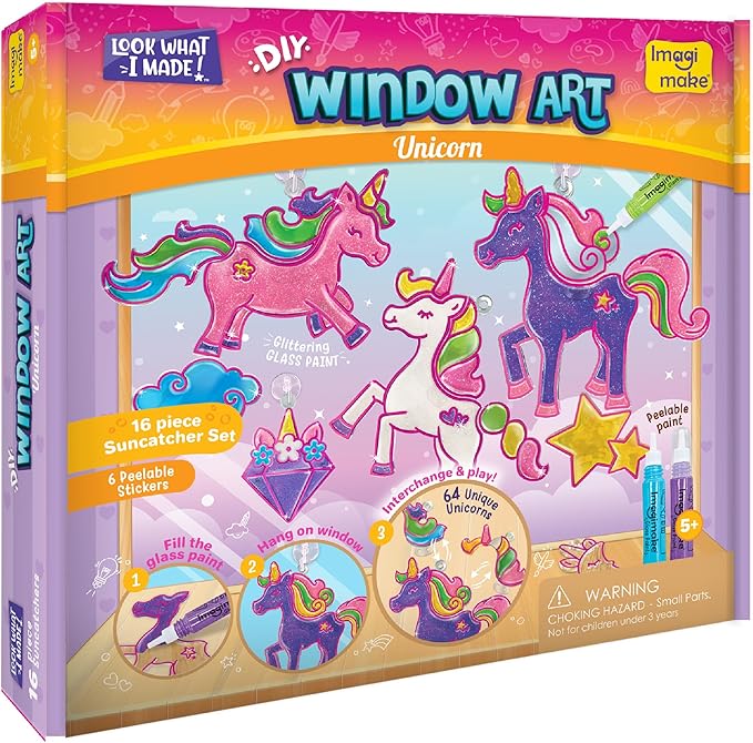 Imagimake Window Art Unicorn | Stained Glass Kit | Unicorn Girls Toys Age 6-8 | Art and Crafts for Girls 8-12 | DIY Suncatcher Kit for 5,6,7,8,9,10,11,12 Year Old Kids | Christmas Gift Ideas for Kids