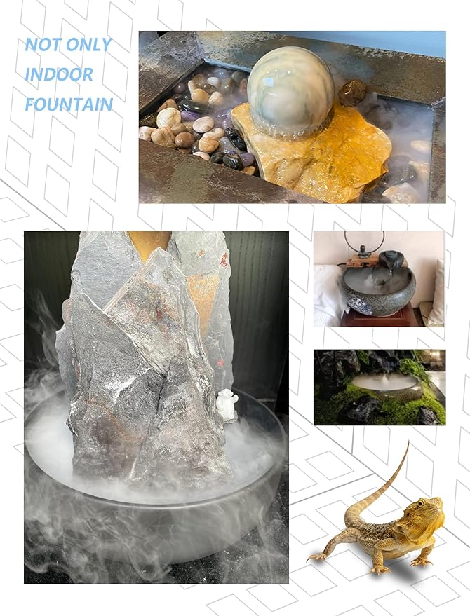alizzy USB Plug 4 LED Ultrasonic Mist Maker, Indoor Fountain Water Feature Pond Portable Reptile Fogger Air humidifier, Halloween Cauldron Mini Fog Machine
