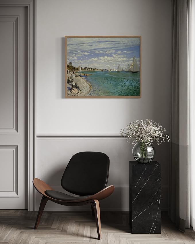 Regatta at Sainte Claude Monet Wall Art Print Poster, Impressionist Painting Wall Art Wall Decor, for Bedroom and Living room Bathroom Decor 115 (Regatta at Sainte, 11 x 14 inches, Wood Frame)