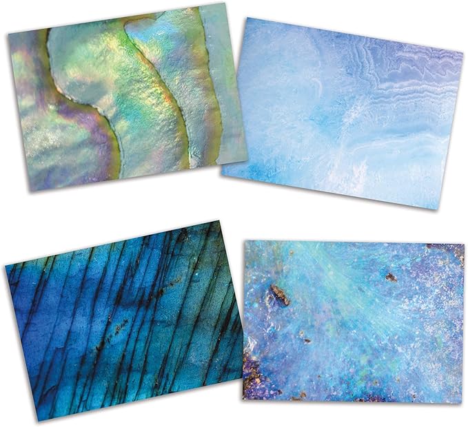 All Occasion Abstract Greeting Cards Boxed Set - 24 Blank Just Because or Thank You Cards w/White Envelopes - Marbled Agate Designs on High-Quality Card Stock by RitzyRose (Mixed Opal)