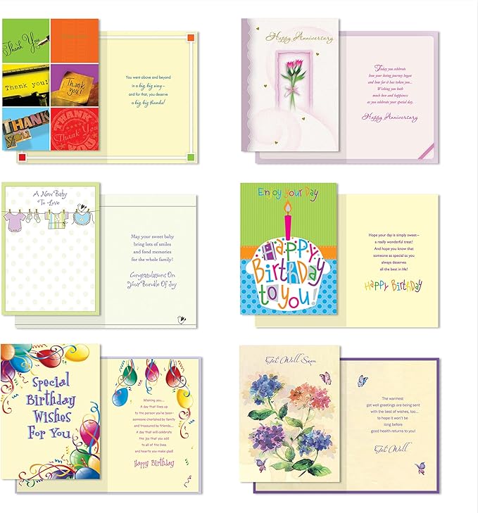 Designer Greetings All Occasion Greeting Card Assortment (24 Cards with Envelopes in a Keepsake, Floral Organizer Box) – Birthday, Thank You, New Baby, Anniversary, Sympathy, Get Well, Blank