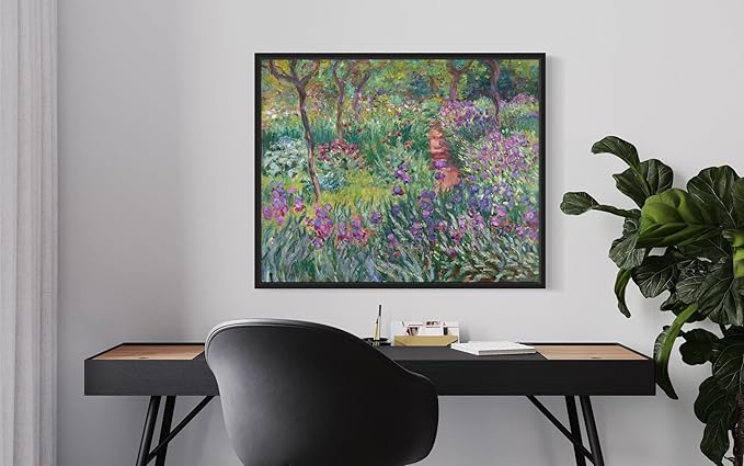 The Artist’s Garden Claude Monet Wall Art Print Poster, Impressionist Painting Wall Art Wall Decor, for Bedroom and Living room Bathroom Decor 115 (The Artist’s Garden, 11 x 14 inches, Black Frame)