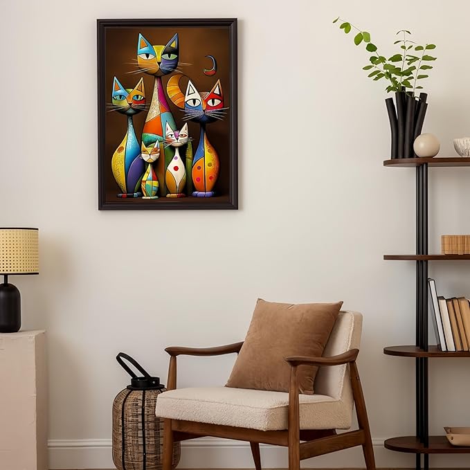 Diamond Paintings Kits for Beginners,Full Round Drill Diamond Art Kits for Adults,Abstract Cat Paint by Diamond,5D DIY Diamond Painting Dot Gem Art, for Home Wall Decor 11.8x15.8 Inch