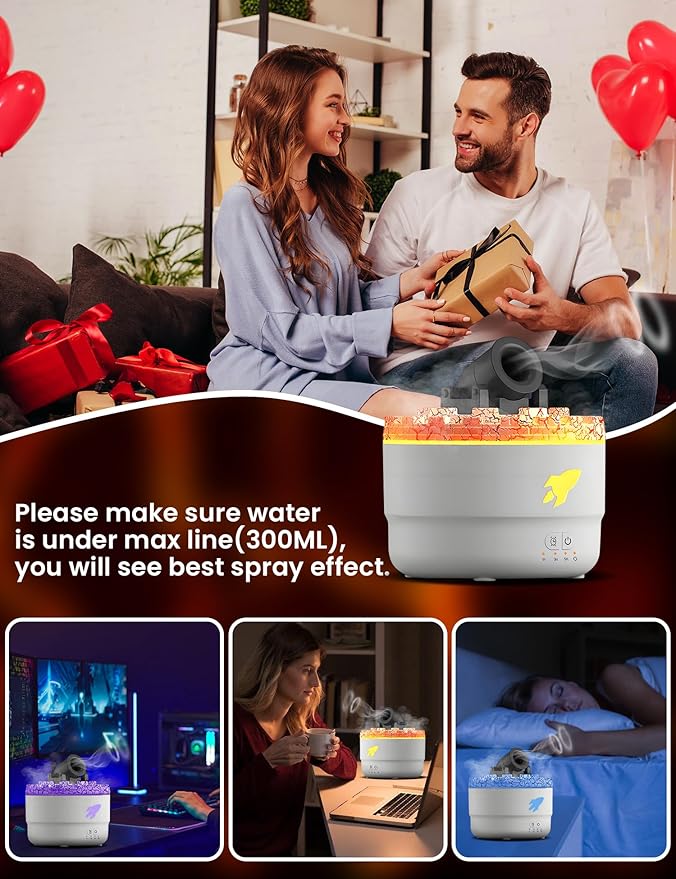 Cannon Blast Aroma Humidifier, Cannon Blast Turret Humidifier Silent Diffuser with Colorful LED Lights, Waterless Auto Shut, Vapor Aromatherapy Humidifier for Home Office Bedroom (White)