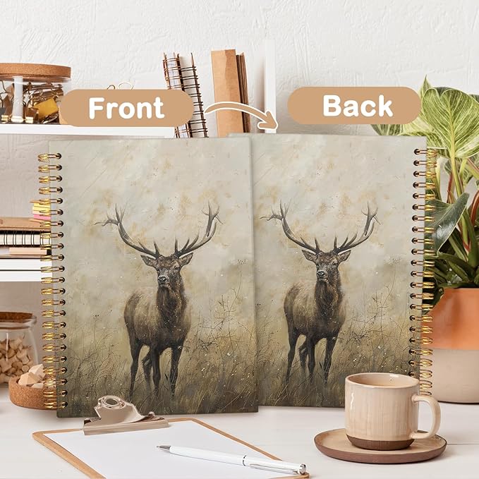 MOFUYU Vintage Journal Notebook,Cottagecore Notebook Journal for Work Office School Student Teacher,Hardcover Spiral Notebook,Journal for Women 5.5x8.3 Inch